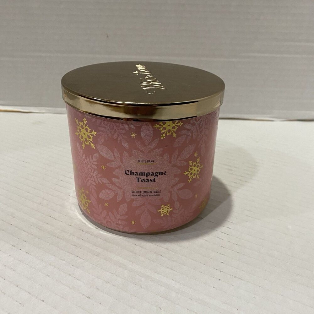 Bath & Body Works White Barn Champagne Toast 3 Wick Candle 25-45 Hr Burn 14.5oz